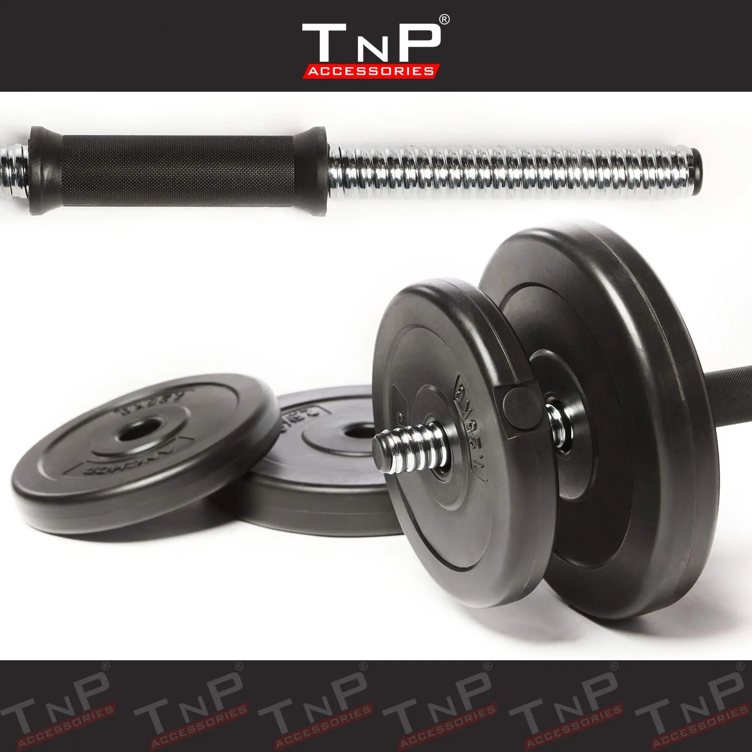 TnP Accessories Adjustable Dumbbell Set With Plastic Handle 15kg = 7.5Kg x 2