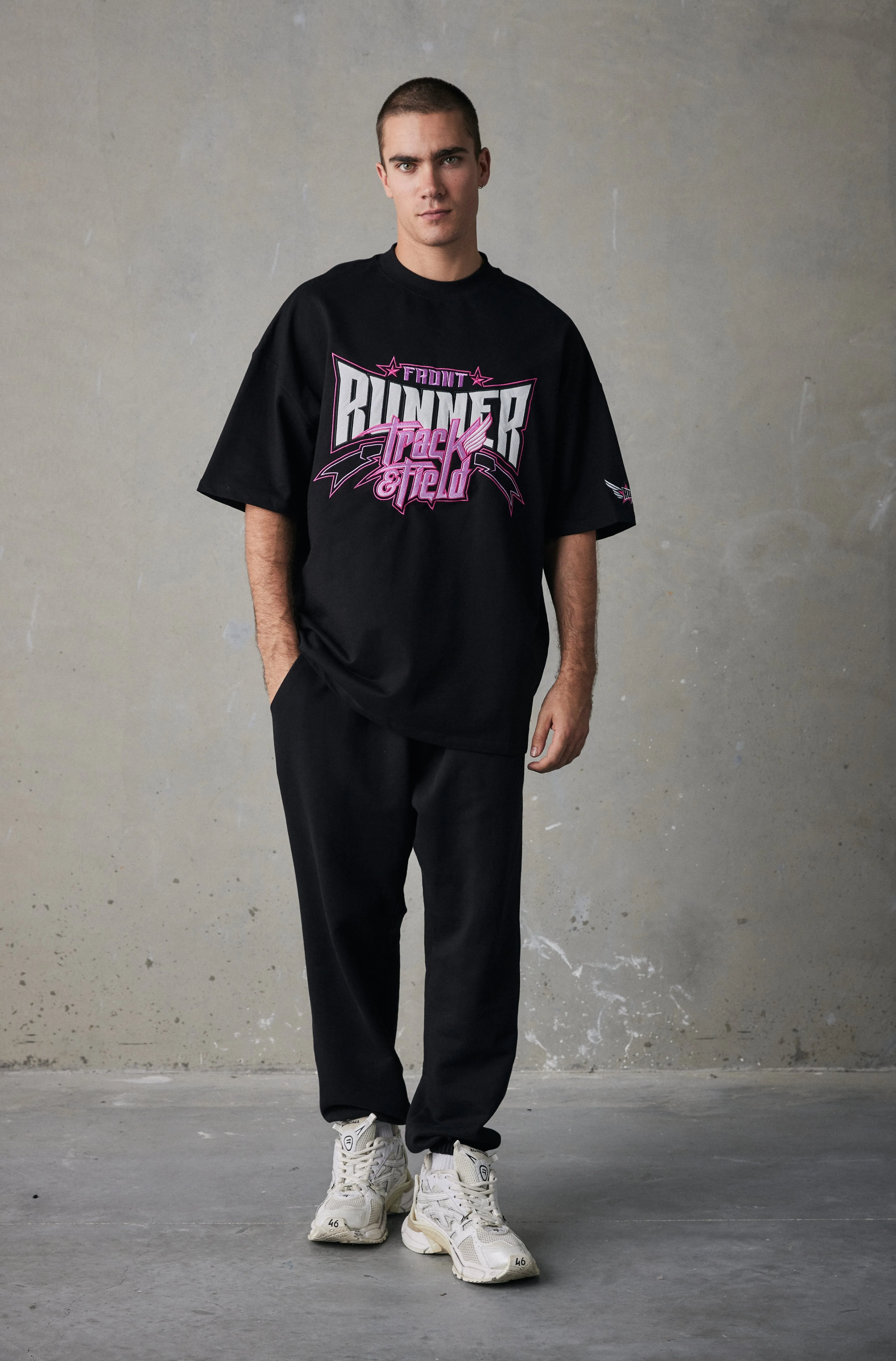 Track Runner Tee - Black Ruby