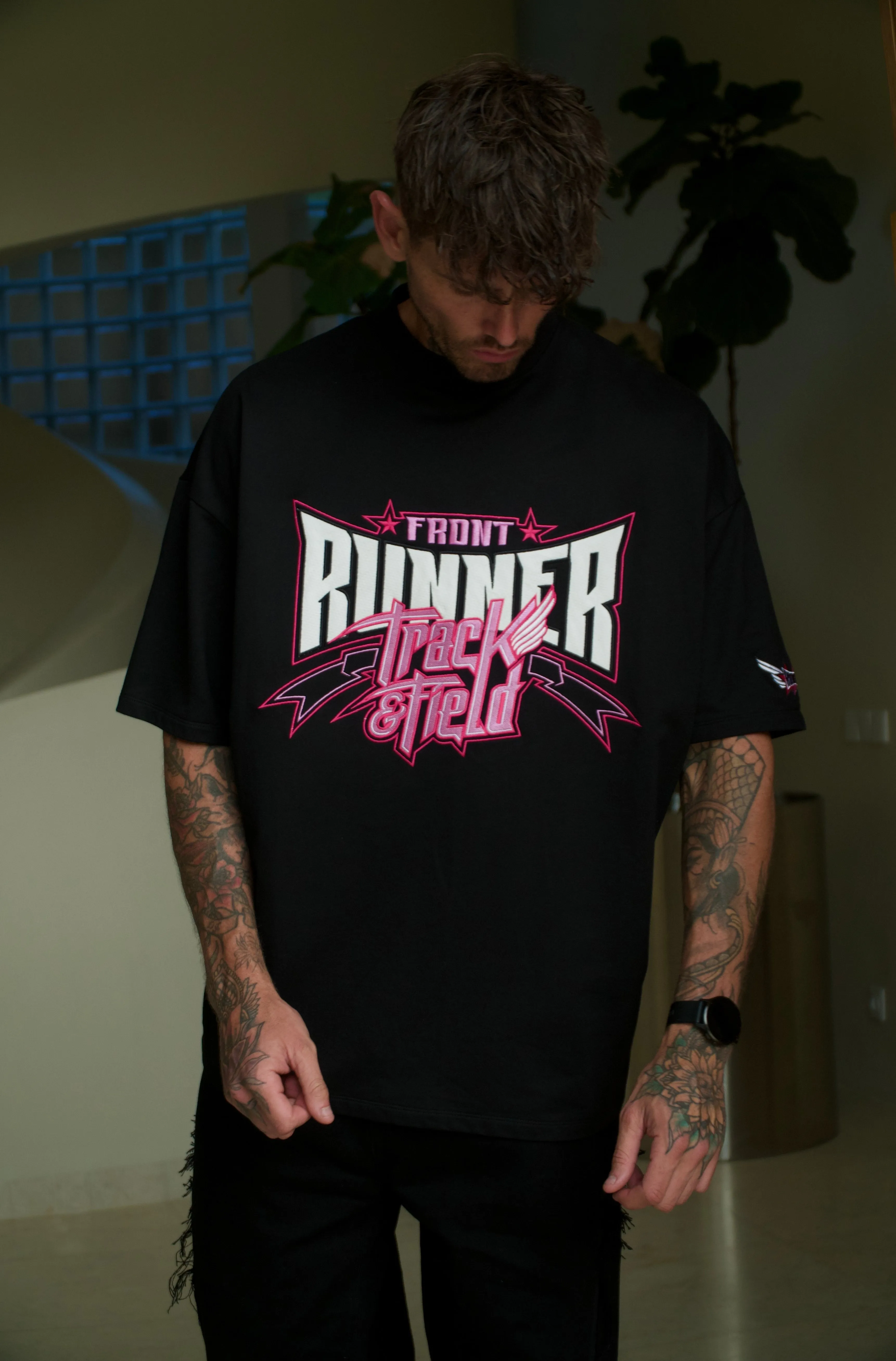 Track Runner Tee - Black Ruby