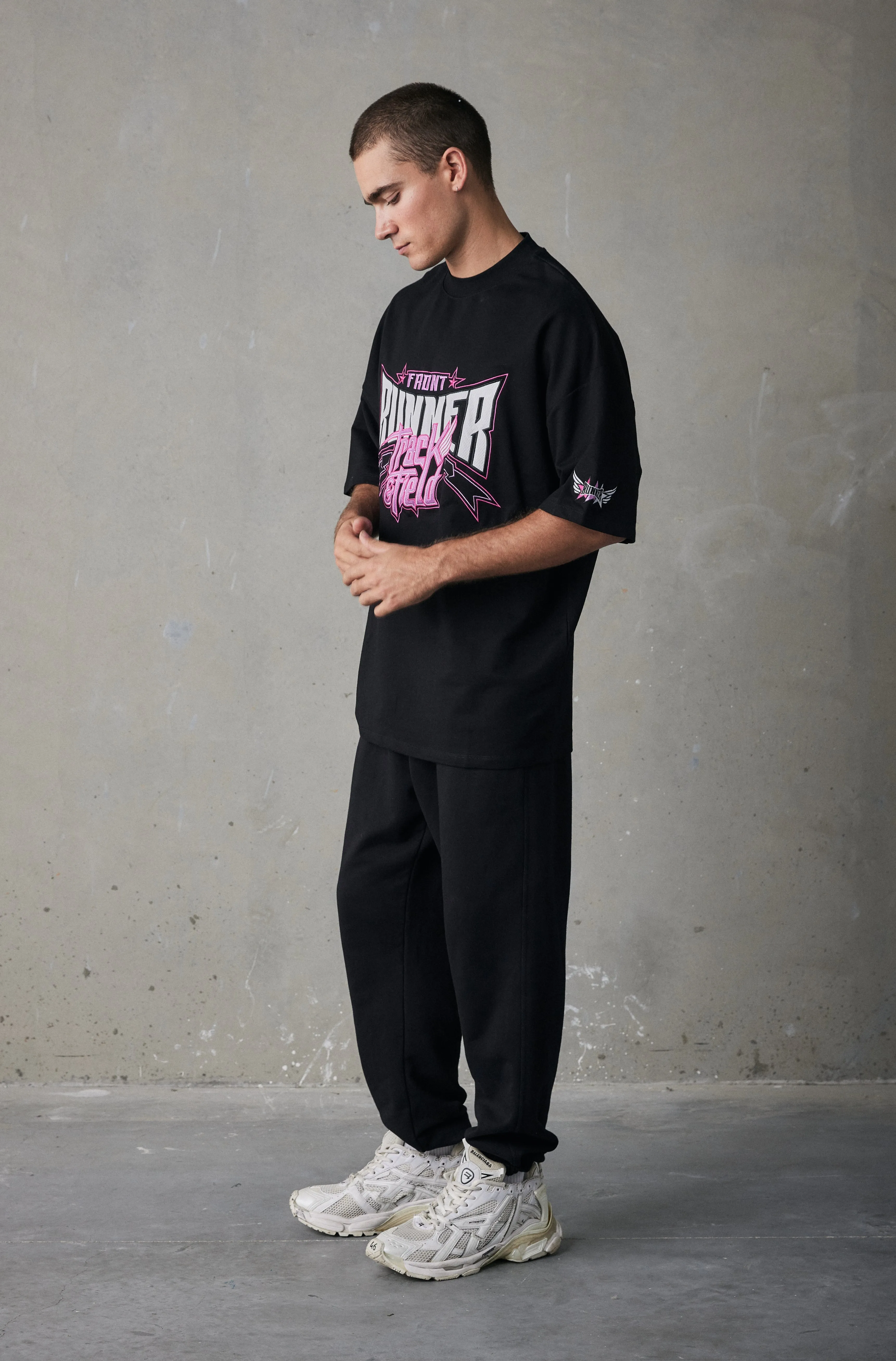 Track Runner Tee - Black Ruby
