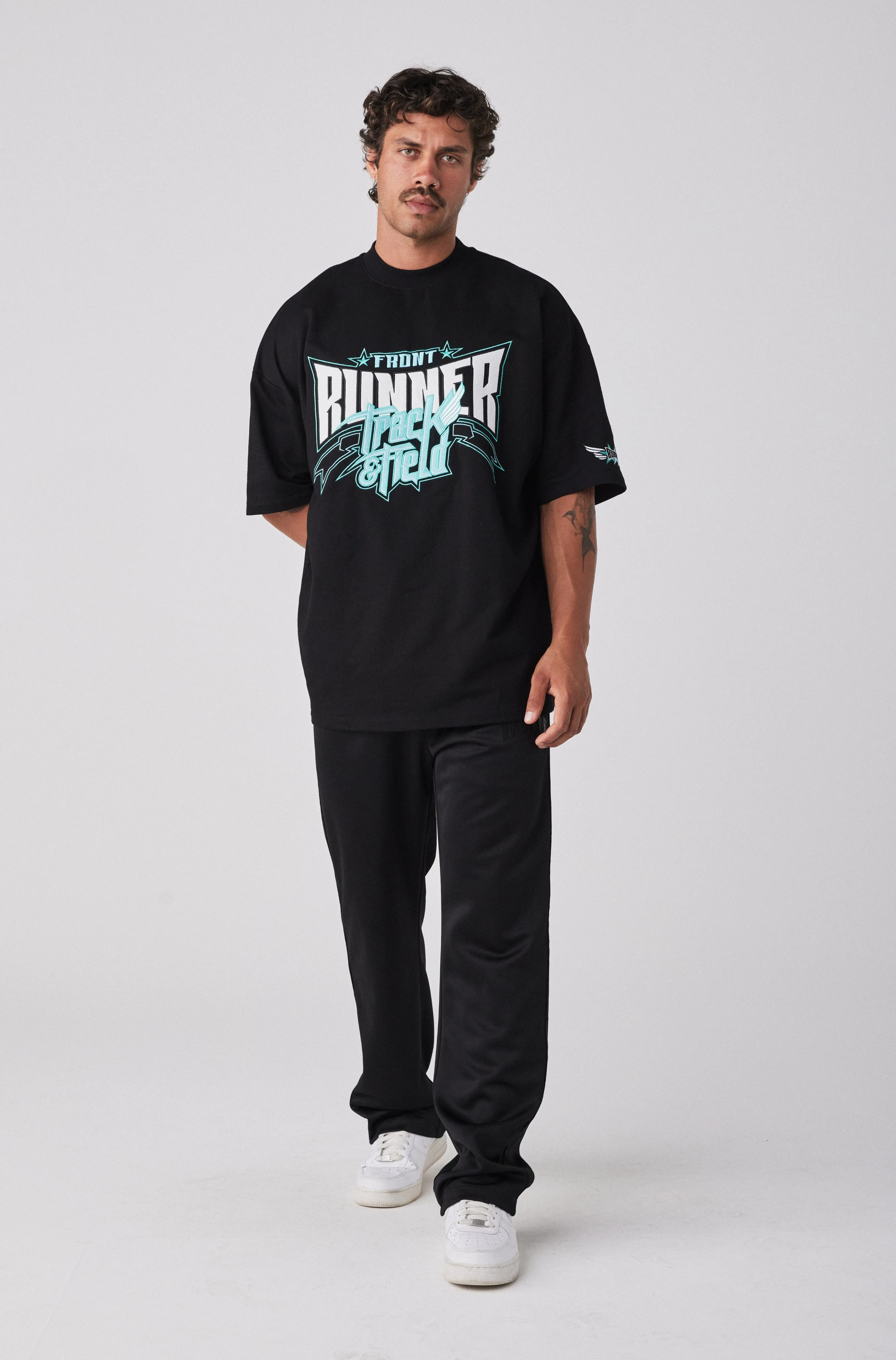 Track Runner Tee - Black Tiffany