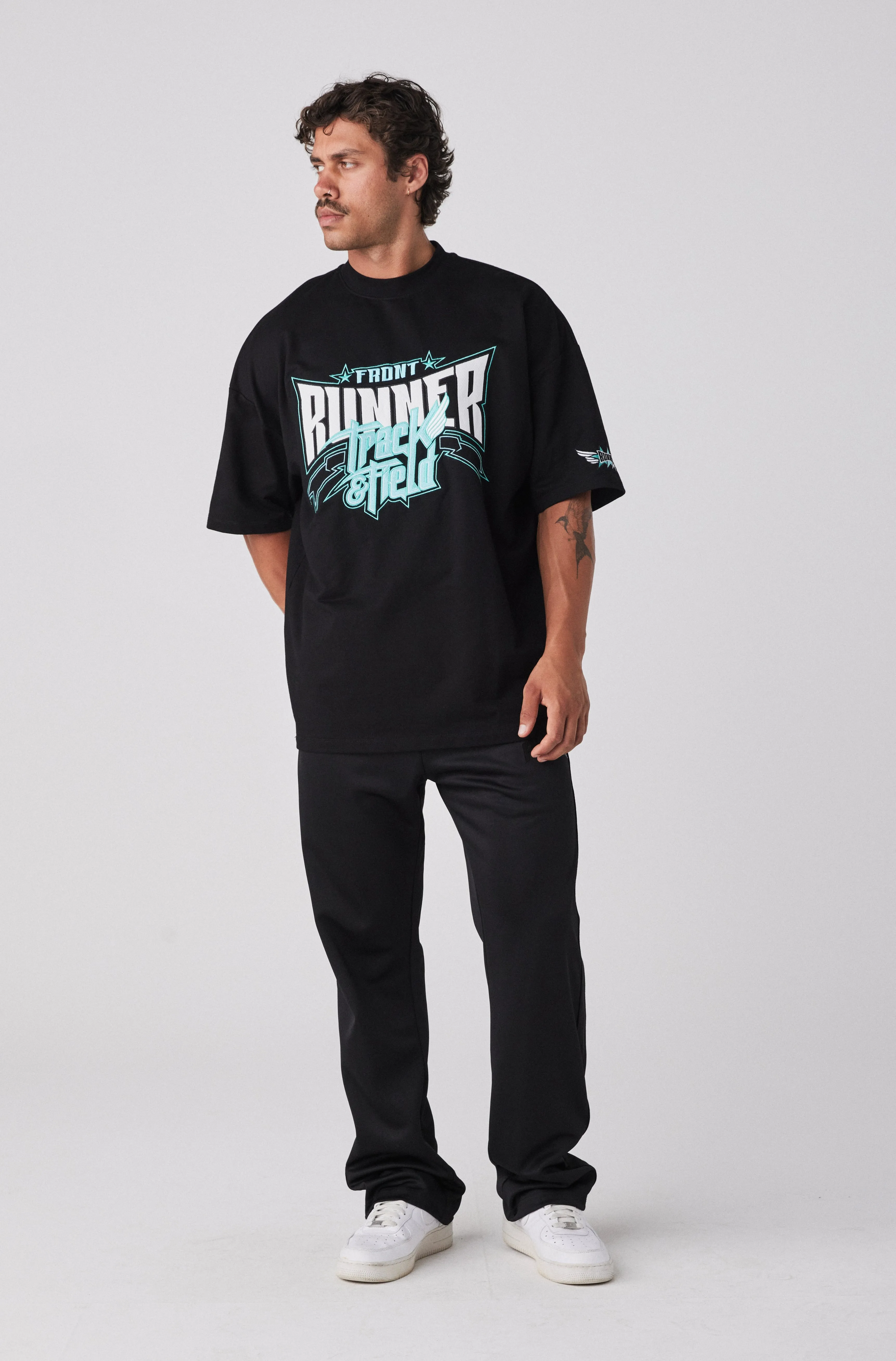 Track Runner Tee - Black Tiffany