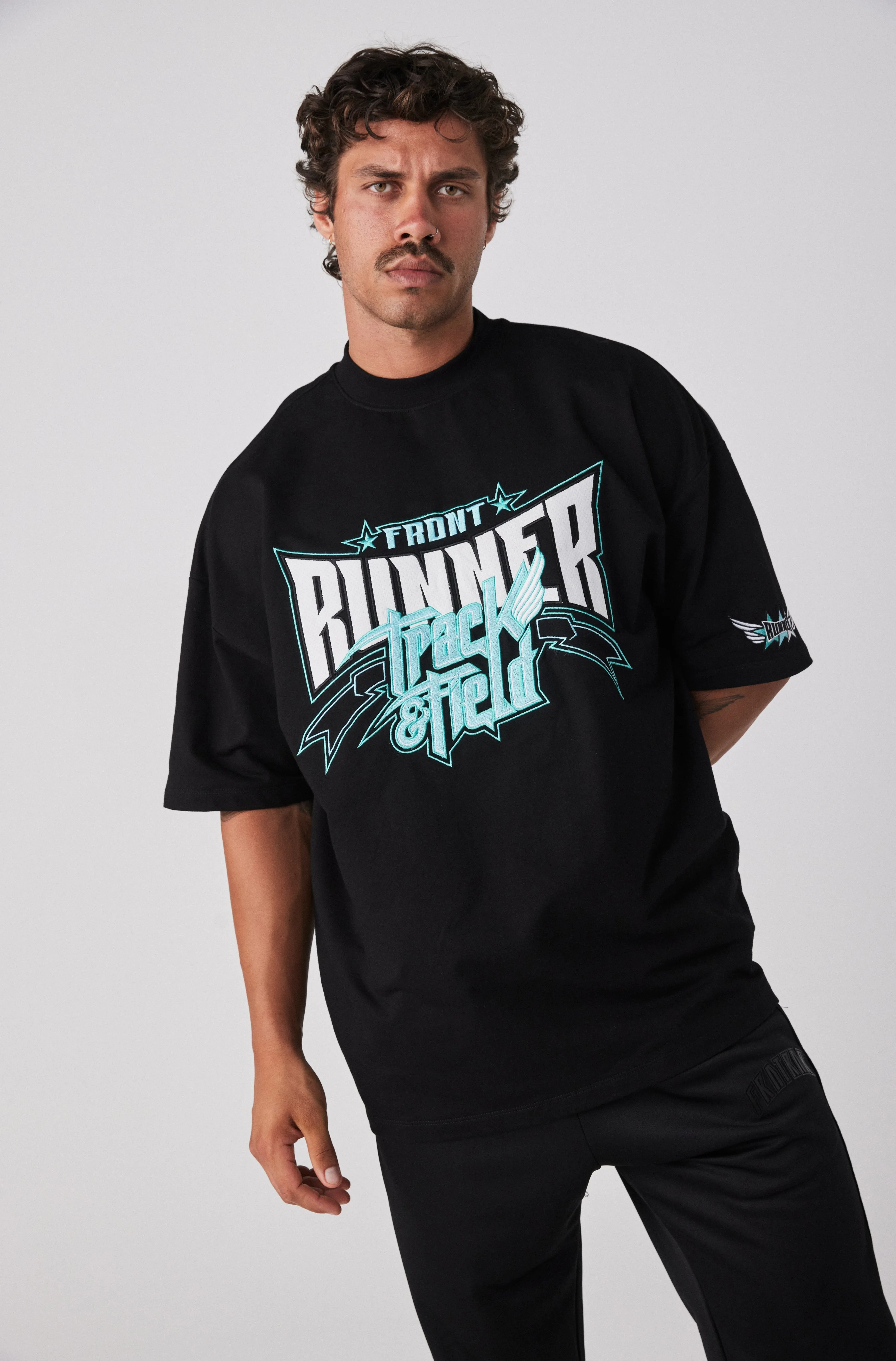 Track Runner Tee - Black Tiffany
