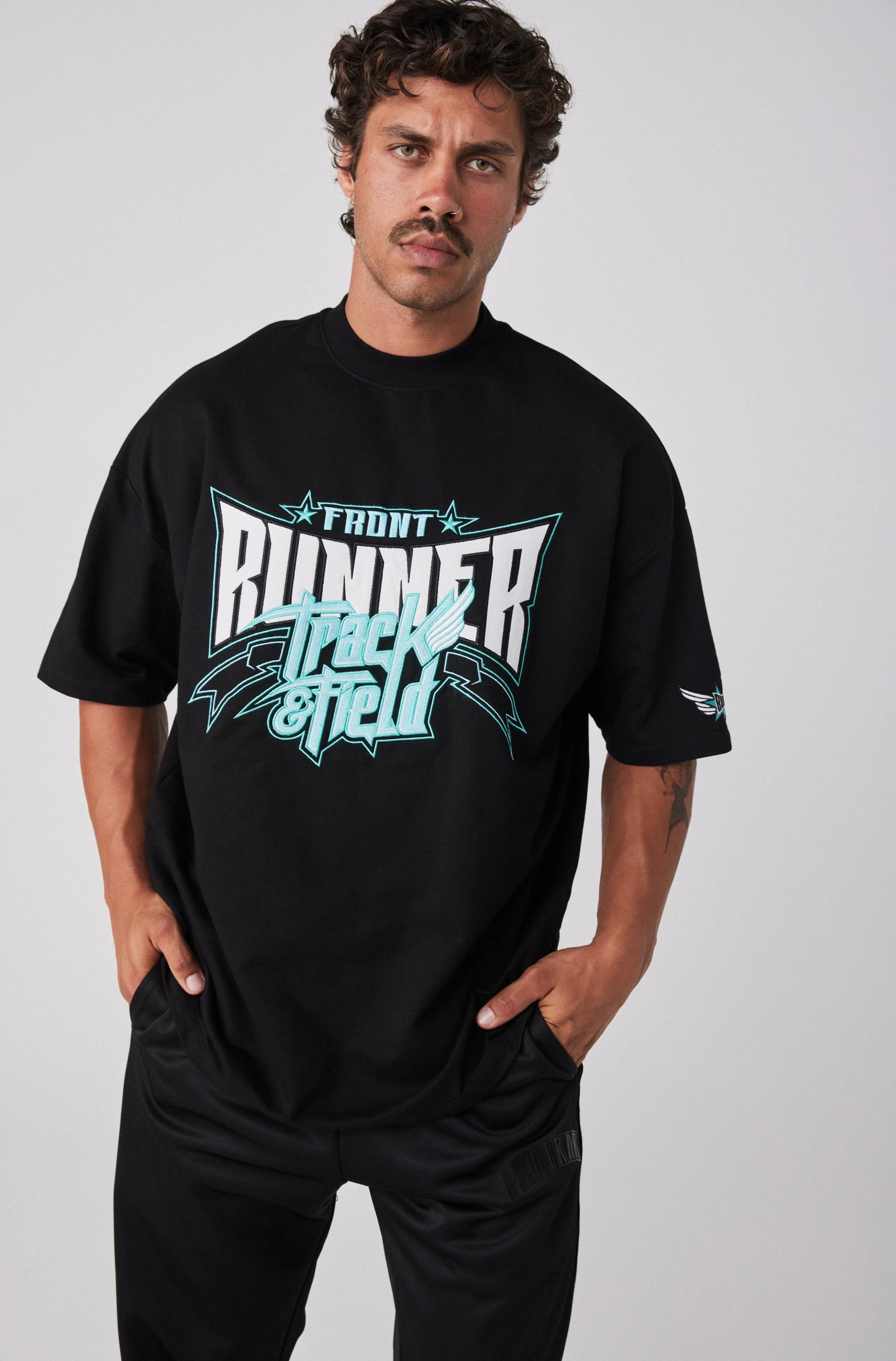 Track Runner Tee - Black Tiffany