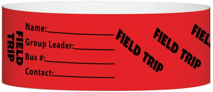 Tyvek® 1" x 10" Field Trip pattern wristbands