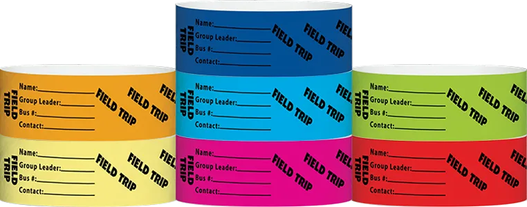 Tyvek® 1" x 10" Field Trip pattern wristbands