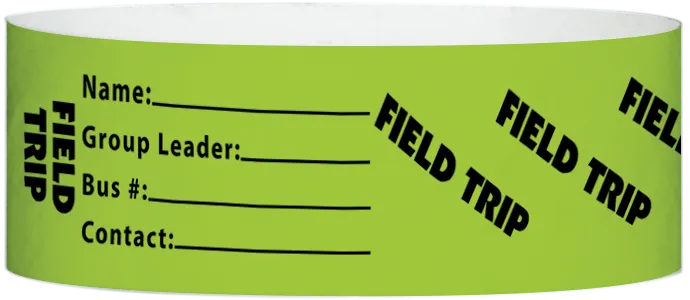 Tyvek® 1" x 10" Field Trip pattern wristbands