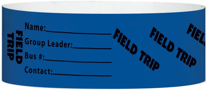 Tyvek® 1" x 10" Field Trip pattern wristbands
