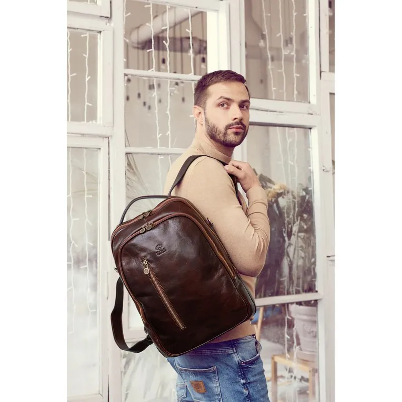 Unisex Full Grain Italian Leather Backpack - The Overstory