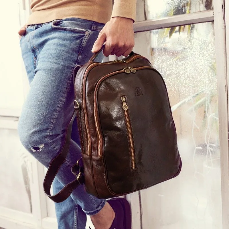 Unisex Full Grain Italian Leather Backpack - The Overstory