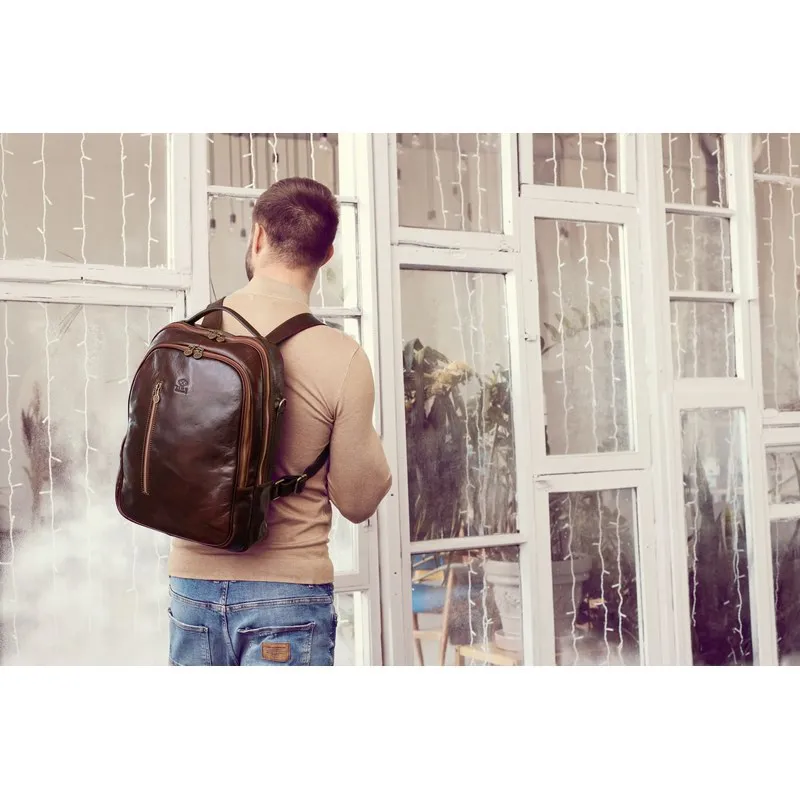 Unisex Full Grain Italian Leather Backpack - The Overstory