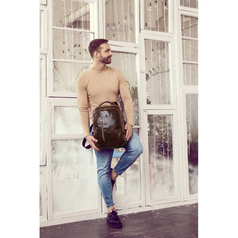 Unisex Full Grain Italian Leather Backpack - The Overstory