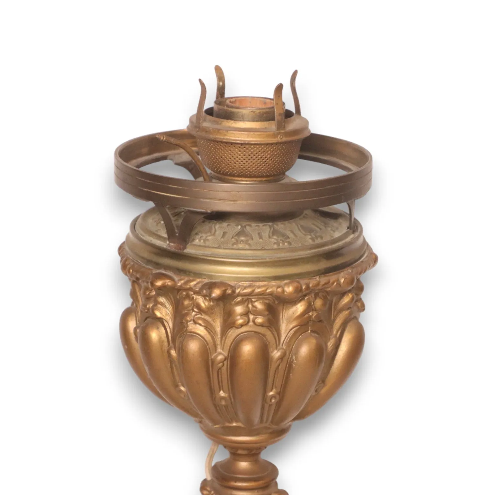 Victorian Gold Parlor Converted 22" Oil Lamp with Marble Stem Chimney