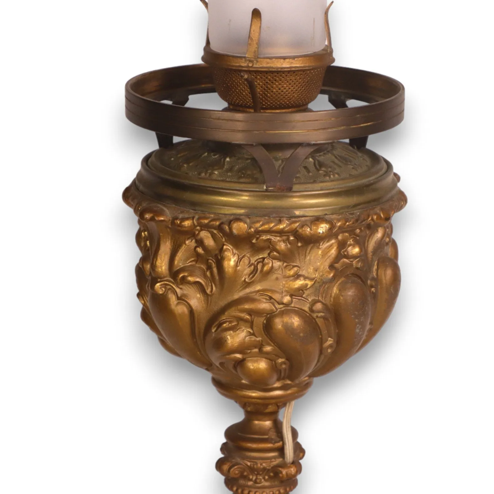 Victorian Gold Parlor Converted 22" Oil Lamp with Marble Stem Chimney