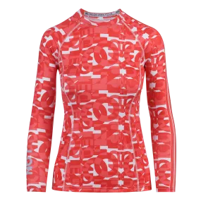 WOMEN RASH GUARD TOP FITTED RED | LON GUNDIE