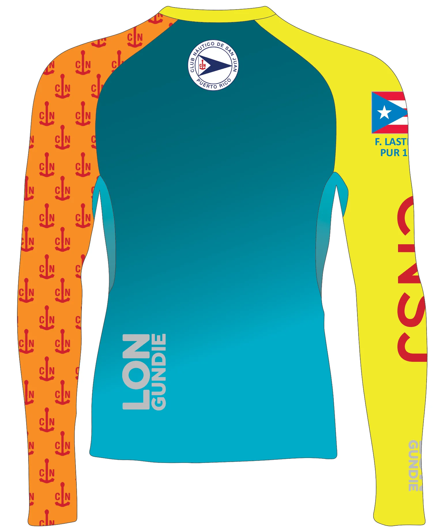 WOMEN RASH GUARD TOP LONG SLEEVE AQUA | CLUB NAUTICO SAN JUAN | PSNLZ'D