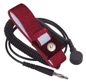Wrist Strap Set, Black, 12', 4mm Maroon Fabric Band-10PK
