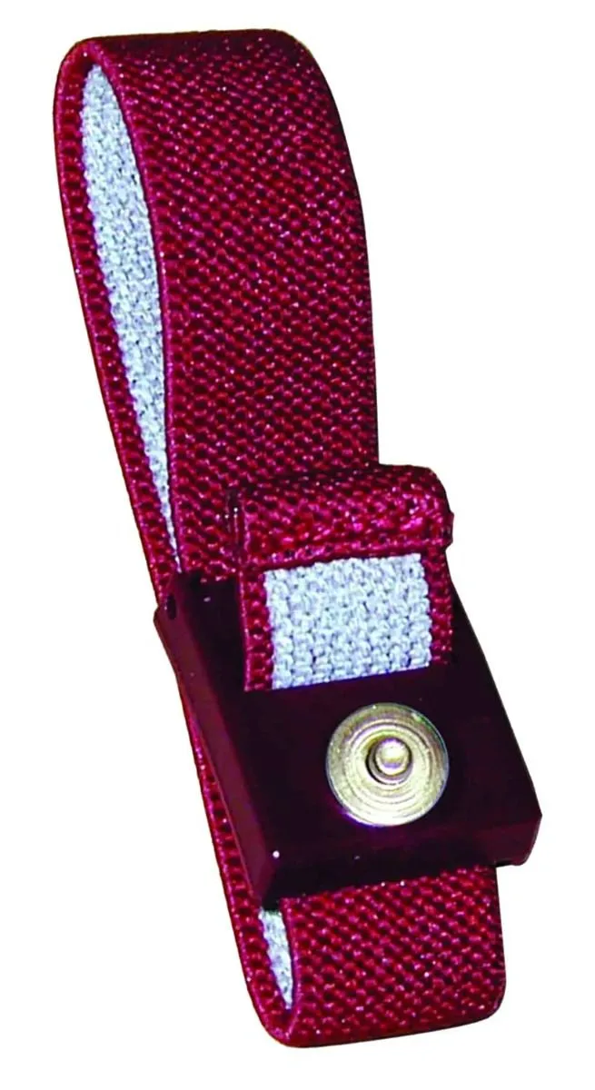 Wrist Strap Set, Black, 12', 4mm Maroon Fabric Band-10PK
