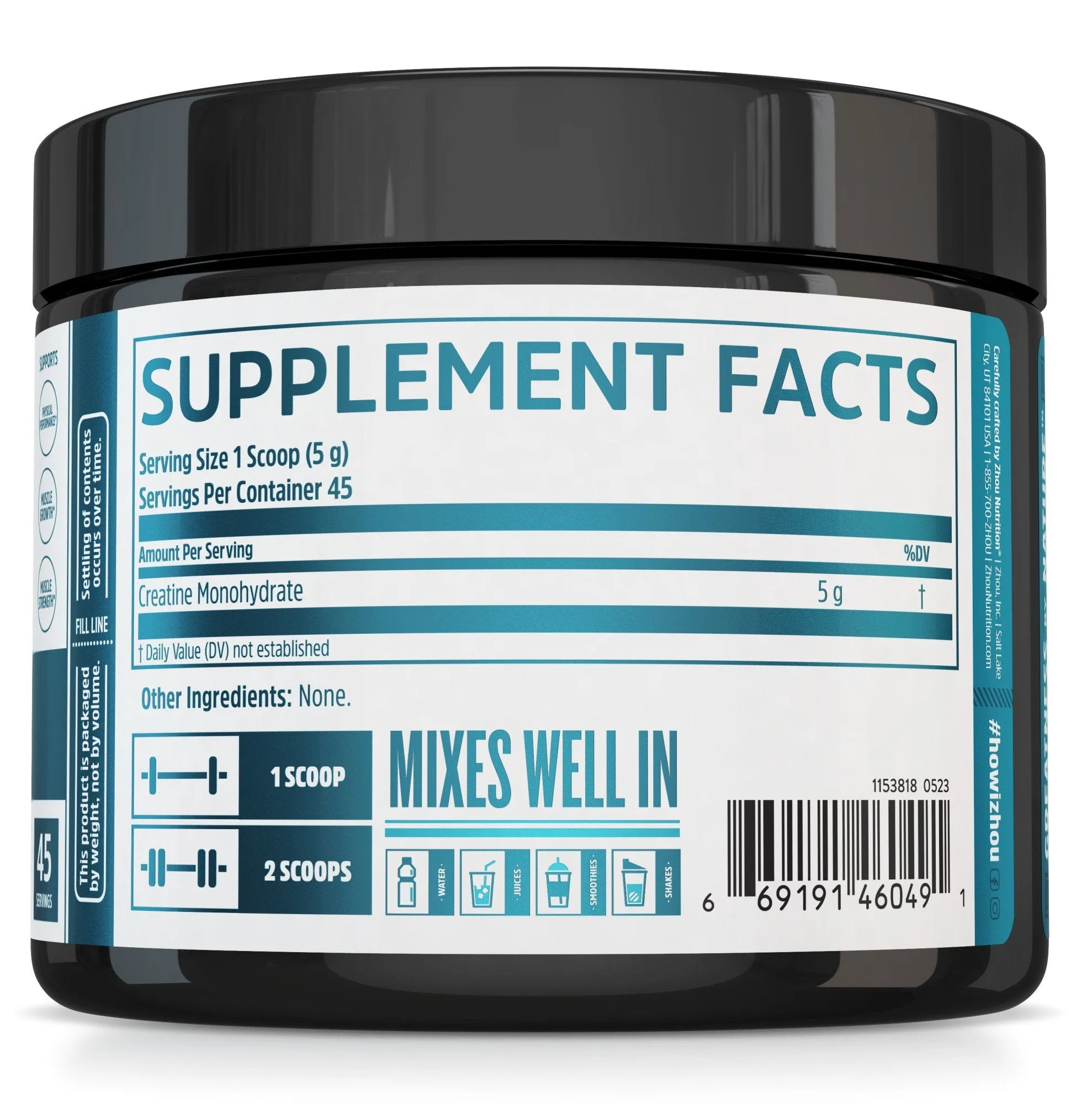 Zhou Nutrition Creatine Powder Unflavored 7.94 oz Powder